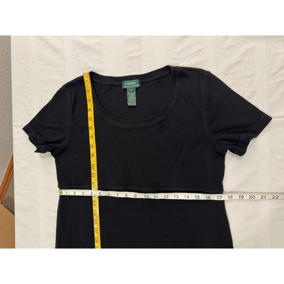 RALPH LAUREN KNIT T SHIRT DRESS SZ LARGE MAXI BLACK WOMEN'S - Picture 7 of 10